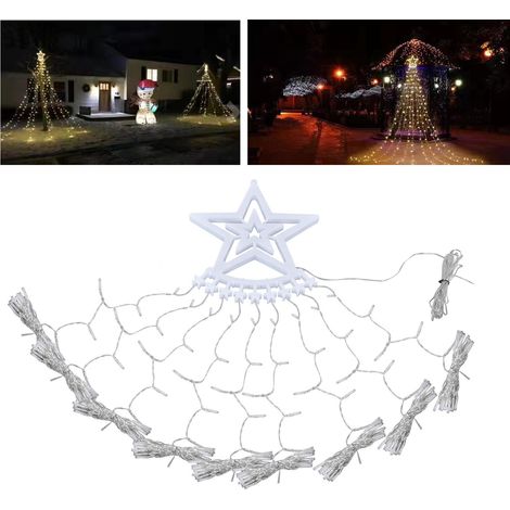 Fünfzackige, sternförmige LED-Lichterkette, Lichterkette mit fließendem Licht, Weihnachtsdekoration, Außenbeleuchtung, Baumgirlande, gelb (US-Standard) (1/5)