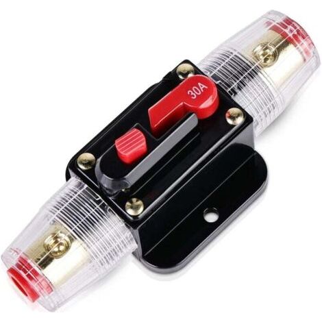 30A Auto Disjoncteur, Auto Disjoncteur Protection De Voiture 12V-24V DC, Auto Disjoncteur pour Voiture avec Commutateur Manuel de Réinitialisation de Fusible pour Voiture Bateau Camion Camping (1/4)