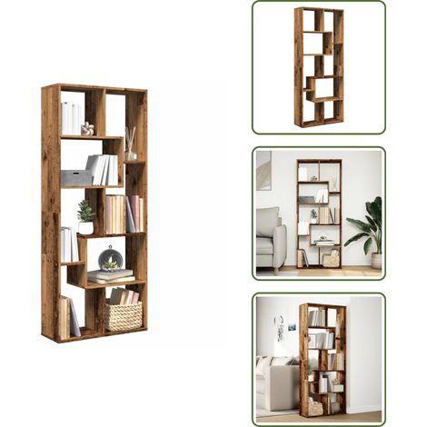 The Living Store Raumteiler-Bücherregal Altholz-Optik 67x25x161,5 cm - Bücherregal (1/5)