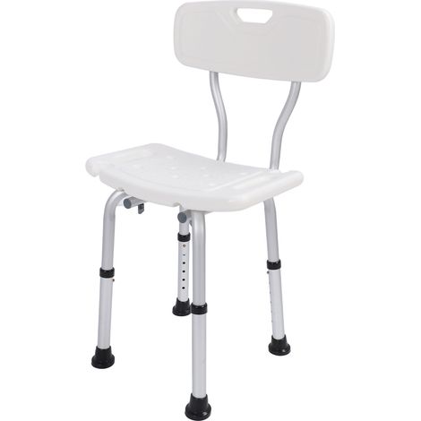 Chaise de bain avec dossier réglable en hauteur, dossier antidérapant, supportant jusqu'à 113 kg (250 lbs), en alliage d'aluminium, pour personnes âgées et handicapées. (1/5)