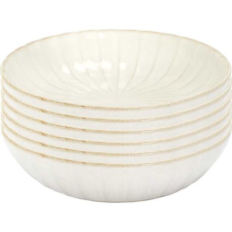 Set de 6 assiettes creuses beiges en céramique (Ø20cm) - SHELLY (1/5)