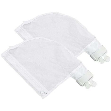 Lot de 2 Sacs Filtrants pour Nettoyeur de Piscine Polaris 280 et 480 Design Zippé et Réglable en Blanc (1/4)