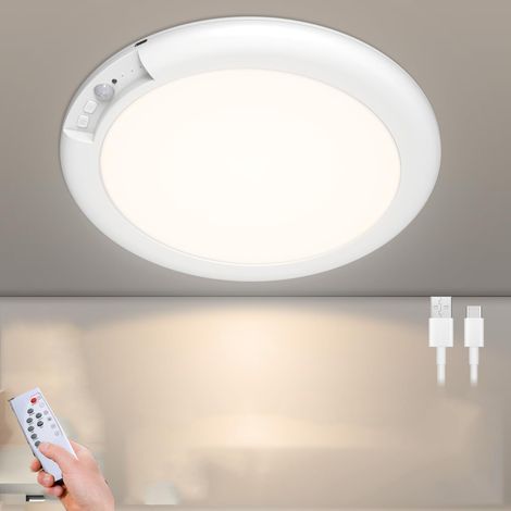 Plafonnier rechargeable avec télécommande, magnétique 6500K, plafonnier à détecteur de mouvement, plafonnier lumière blanche sans fil (1/5)