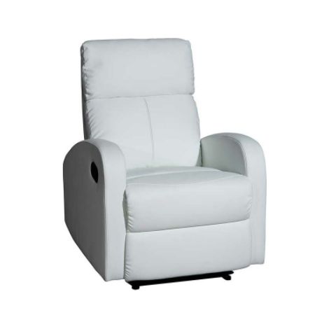 Sillón relax reclinable mediante palanca Bristol tapizado en polipiel blanco, 72 cm(ancho) 100/80cm(altura) 94/593 cm(fondo) (1/2)