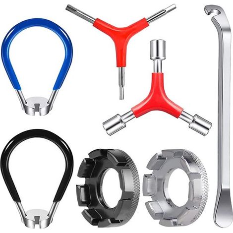 Fahrradspeichenschlüssel-Set mit 7 Teilen – praktisches Werkzeug für Fahrradspeichen und -reifen – inklusive Y-Sechskantschlüssel