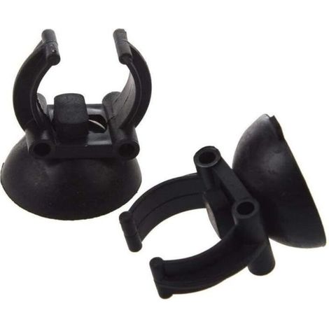 Ventouse Fish Tank Aquarium Chauffage Caoutchouc Clip Airline Tubing Porte- Verre Noir 2 PCS Portable et UtileDesign Pratique