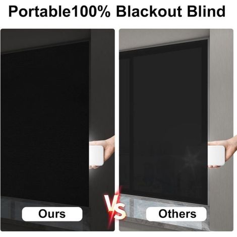 Rideau Occultant Portable - 145 x 99 cm - Double Face Argent/Noir - Sans Perçage - Pour Fenêtres Chambres Camping-Car Studios - 1 Pièce (1/5)