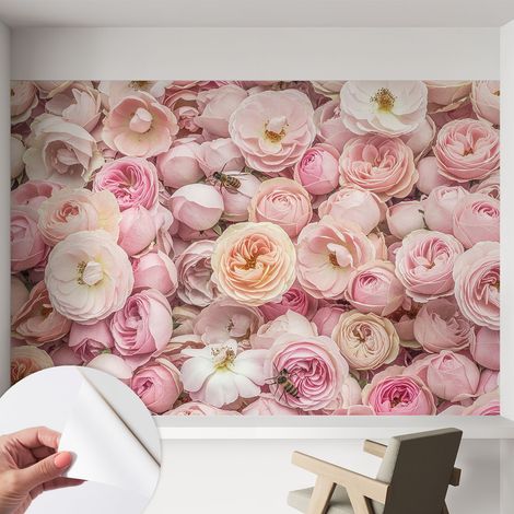 Tapete adhésive moderne pour salon et chambre à coucher Décoration rapide avec colle Belles fleurs 152x104 cm (1/5)