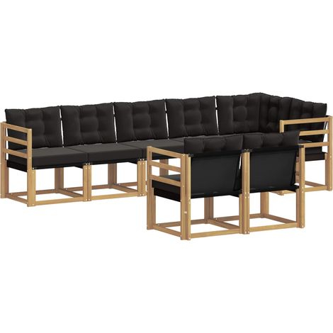 Outdoor-Sofagarnitur 8 stk. 7-Sitzer Weiß und Schwarz vidaXL (1/5)