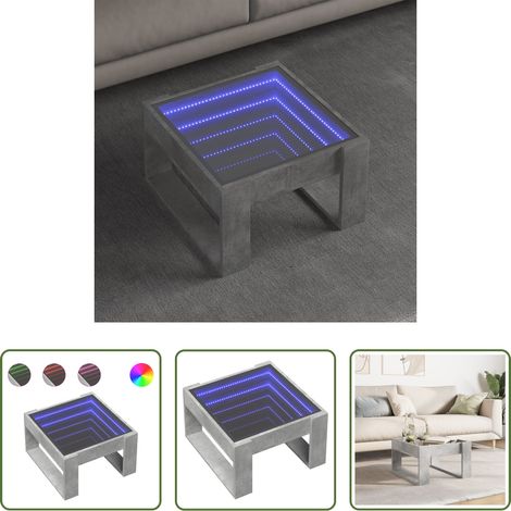 vidaXL Mesa de centro con Infinity LED gris hormigón 50x53x30 cm (1/5)
