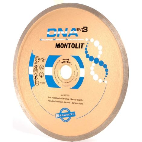 DISCO DIAMANTATO 250 MM MONTOLIT DNA CX250 PER GRES CERAMICA DELICATA MARMO GRANITO