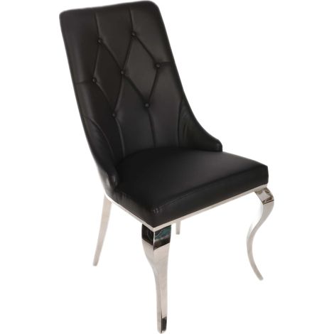 Silla negra acolchada de piel ecológica con un elegante tirador. (1/3)