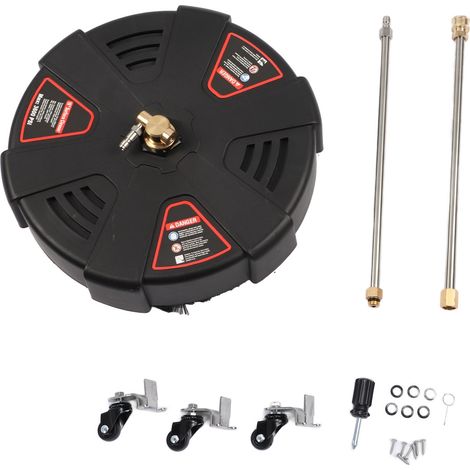 Nettoyeur de surface à haute pression de 16 pouces avec 3 roues, 3600 PSI, en acier inoxydable, accessoire pour nettoyeur haute pression avec raccord rapide de 1/4 pouce et 2 rallonges. (1/5)