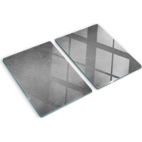 Planche de cuisine, couvre plaque, verre planche découper, verre trempé – 2 x 40 x 52 cm - Béton (1/5)