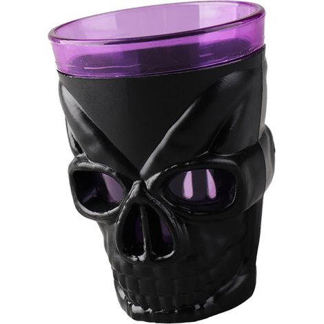 Verre à vin en forme de crâne d'Halloween, lampe bougie sans flamme, accessoire d'ambiance, verre à vin effrayant en forme de crâne, ornement lumineux électronique noir (1/5)