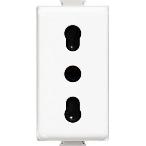 Presa Bipasso 10/16A Compatibile BTicino Matix Bivalente Frutto Bianco c2206 (1/3)