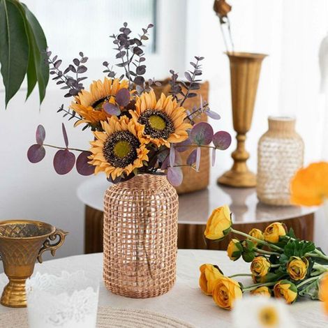 Vase - Verre - Style Scandinave - Pour Fleurs et Plantes Aquatiques - Modèle S - Beige - 8,5 x 16 x 4,5 cm (1/4)
