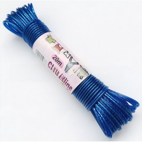 Cuerda acolchada transparente fabricada con alambre de acero recubierto de PVC de 3 mm x 20 m, disponible en varios colores en Amazon (Azul 3 x 20 m, papel en polvo). (1/5)