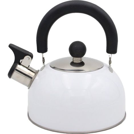 Bouilloire sifflante compacte 1,5 L, compatible gaz et induction – Poignée pliable, couleur blanche