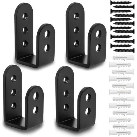 Supports de Barricade de Porte 2x4, U Support pour la Barre Ouverte pour les Verrous de Porte Renforcés, Support de Sécurité Résistant à Maison, Grange, Hangar, Garage, Porte par (4 Ensemble) (1/5)