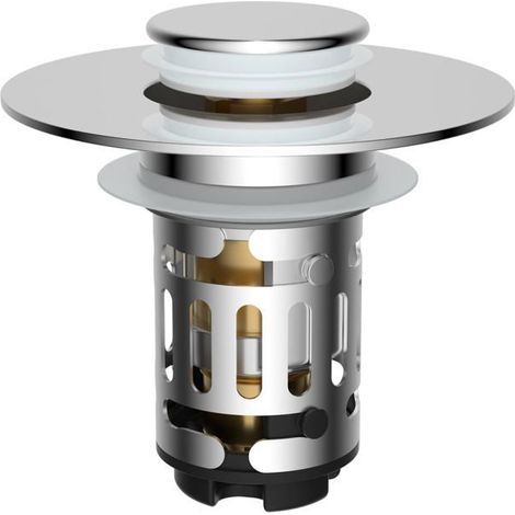 BelleRise – Verbesserter 3-in-1-Waschbeckenfilter: Universeller „Click-Clack“-Ablaufanschluss mit Messingkern und verchromtem Gehäuse (1/5)