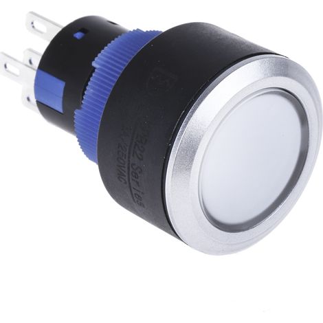 Bouton-poussoir lumineux, LED Blanc, Unipolaire à deux directions (1RT), 3 A, 5 A, Transparent, Montage panneau ( Prix pour Paquet de 1 )