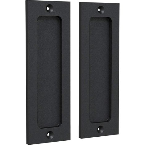 Poignée Encastrée Pour Porte Coulissante - Poignée De Poche Pour Armoire - Plaque Rectangulaire - Finition Noir Mat - Lot De 2
