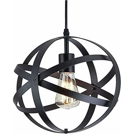 Lampe suspension industrielle E27 – Métal noir 30cm – Éclairage haut/bas pour restaurant et salle à manger – Compatible ampoules LED/CFL (1/5)