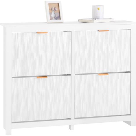 SoBuy 4 Flip-drawers Shoe Cabinet Rack Storage Cupboard Organizer, FSR186-W (1/5)