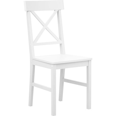 Set of 2 Dining Chairs BARLEE Poplar Wood White (1/5)