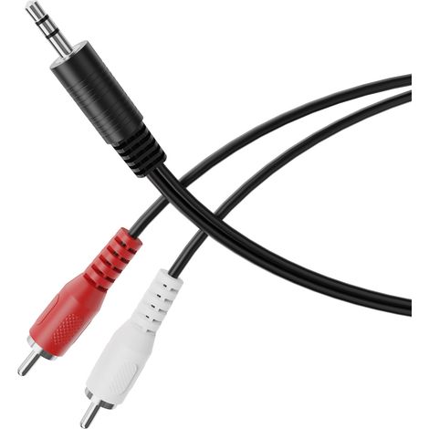 Câble jack vers RCA, 10,00m 3,5 mm Aux RCA câble audio, 3 pôles stéréo, câble adaptateur Y pour subwoofer, barre de son, TV, voiture, radio, smartphone, tablette, noir (1/5)