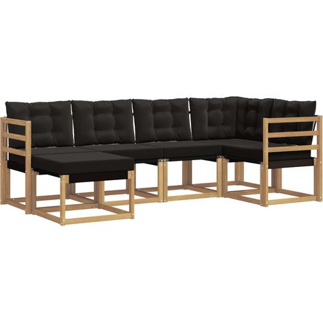 vidaXL Ensemble de canapés d'extérieur 6 pc Blanc et noir (1/5)