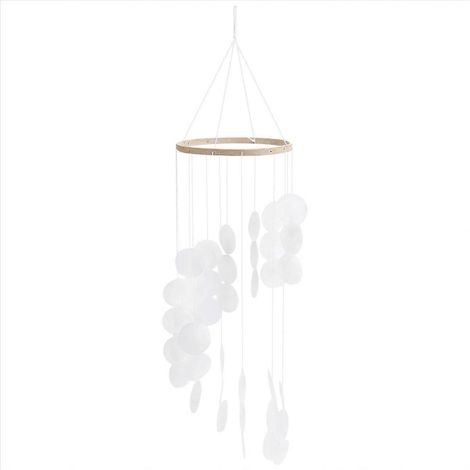Carillon éolien en coquillage naturel, attrape-rêves, décoration artisanale blanche (1/5)