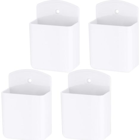 4 Pièces Boîtes de Rangement Autocollantes, supports de télécommande support mural de télécommande pour contrôleur, boîte organisatrice porte-stylo blanc pour brosse, stylos (1/5)