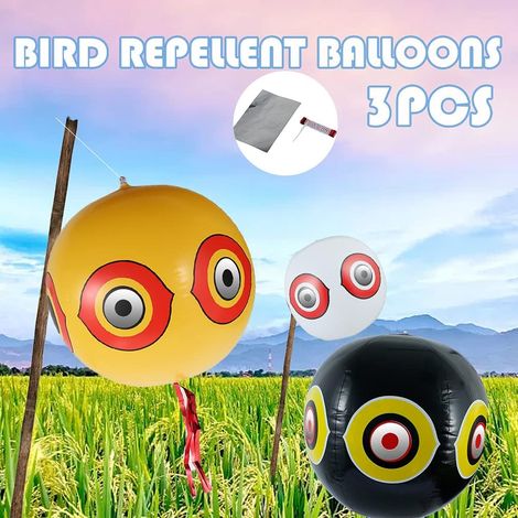Lot de 3 - Répulsif Oiseaux Ballon Ø34 cm - Ballons Repulsif Anti-Oiseaux - Ballon Effaroucheur d'Oiseaux Avec Yeux Gonflables (1/5)