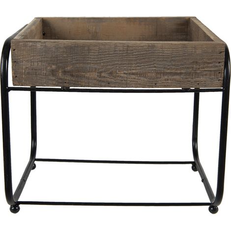 Porte-plante Sellette pour Fleurs en Bois et Métal Marron Style Rustique 32 x 26 x 27 cm - PANGIVO (1/4)