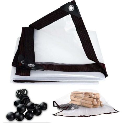 QORVA-Couverture végétale transparente - Couverture végétale imperméable de haute qualité avec œillets, protection contre le gel, extérieur hivernal, bâche et 8 balles rebondissantes en toile cirée (2 (1/4)