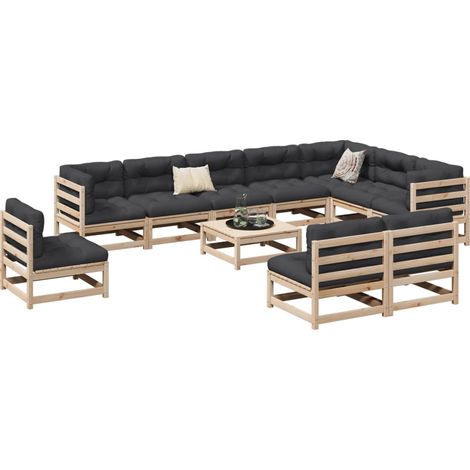 Garden Sofa Set Natural Wood Solid Pine Wood Large Modular vidaXL (1/5)