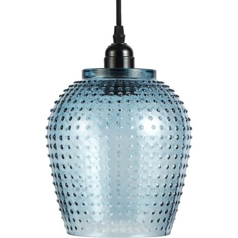 Lampe Suspension en Verre "Riva" 27cm Bleu (1/4)