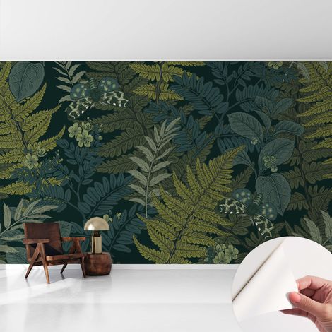 Carta da parati adesiva - lavabile - decorazione murale - per cucina - pellicola decorativa Eleganza verde 416x254 cm (1/5)