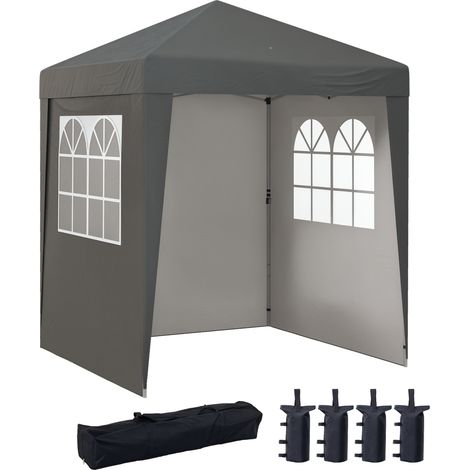 Carpa de jardín portátil y plegable – Altura ajustable – Protección UV 30+ – 3 paneles laterales grises – Ideal para fiestas