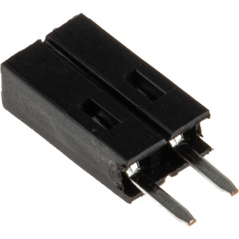Connecteur femelle pour CI, 2 contacts, 1 rangée, 2.54mm, Traversant, Droit (1/2)