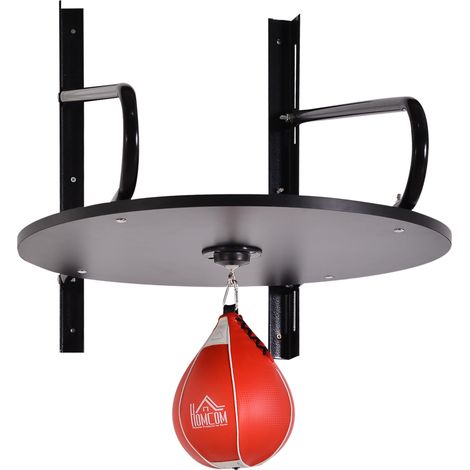 Poire de boxe avec support mural rotatif pour l'entraînement technique et les réflexes, 60 x 73 x 80 cm, noir et rouge (1/5)