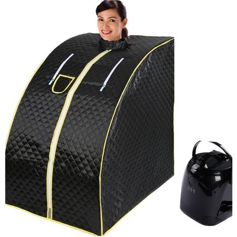 Kit de sauna portatif Tente portative de pièce de Sauna de vapeur avec le Pot de vapeur du chapeau 2.0L, support en métal fort d'acier inoxydable de SPA de bain amincissant Tente de sauna personnelle (1/5)