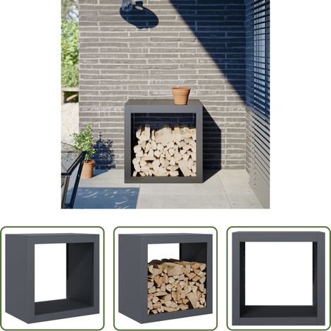 vidaXL Porte-bûches anthracite -  Portant de bois de chauffage anthracite 60x40x60 cm acier (1/5)