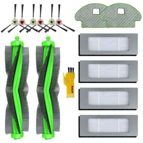 Kit d'accessoires de rechange pour robot aspirateur iRobot Roomba Combo R111840 R1138 14 paquets 2 brosses principales, 4 filtres, 6 brosses latérales, 2 chiffons de vadrouille (1/4)