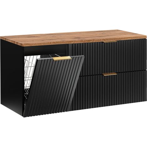 Mobile bagno senza lavabo Adriel nero e marrone 120cm (1/4)