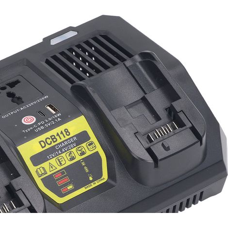 Chargeur Double Batterie 12V 14,4V 20V Lithium-Ion, Station de Charge et Décharge avec Fonction Maintien, Alimentation 100-240V, Prise Américaine (1/5)