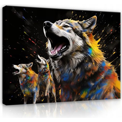 toile Peinture Murale loups abstraite noir pour chambre salon 40x30 (1/3)