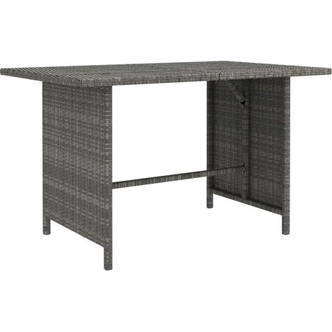 SKM Table à dîner de jardin Gris 110x70x65 cm Résine tressée (1/4)